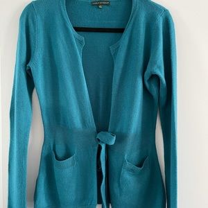 HARVE BENARD TEAL SWEATER WITH TIE FRONT SIZE S